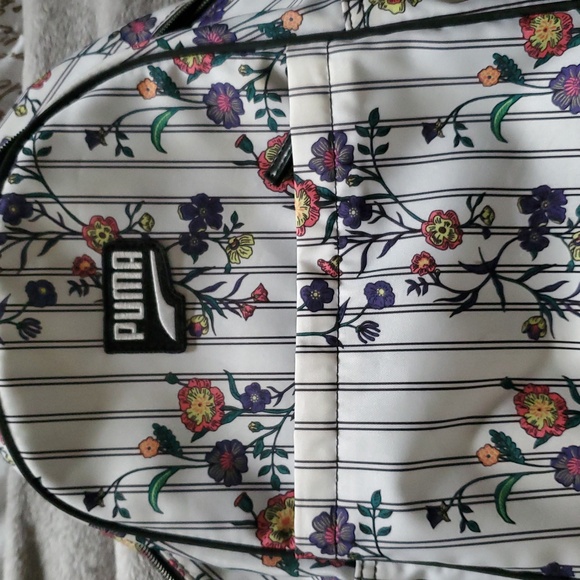 PUMA Floral Striped Backpack | White Black Multi | Sporty Casual - Picture 7 of 9